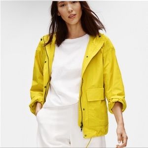 Eileen Fisher Bright Yellow Hooded Anorak Jacket Size Small